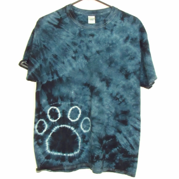 Gildan Tops - Dog Paw Print Tie Dye T-Shirt L